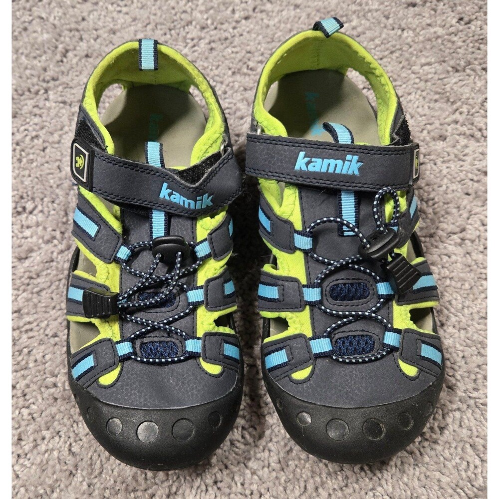 Kamik Crab Lightweight Closed-Toe Sandal Water Shoes Big Kids Size 5 blue green